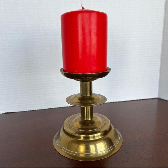 Two Brass Pillar (Piller) Candle Holders/Stands - Picture 10 of 15